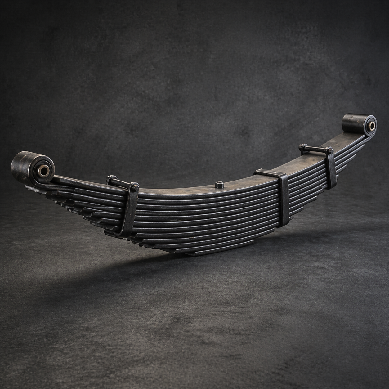 Multi-leaf spring assembly used on heavy-duty suspension applications.